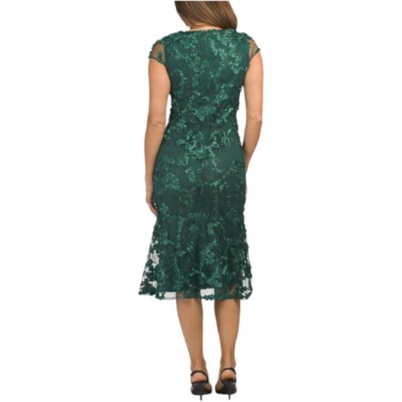 OLEG CASSINI 3d Floral Embroidered Mini Dress - Picture 2 of 4